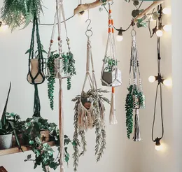 Appendiabiti per piante in macramè realizzato a mano - Cesto sospeso in corda di iuta per fiori da giardino, decorazioni da parete Altro