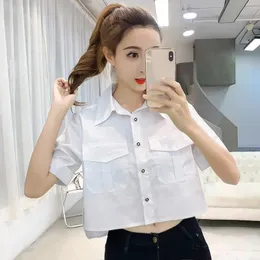 T-shirt damski biały z czarnym wyszytym napisem z krótkim rękawem luźna górna bluzka damska