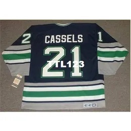 740 # 21 Andrew Cassels Hartford Whalers 1995 CCM Vintage T hockey Jersey eller Anpassat något namn eller nummer Retro Jersey