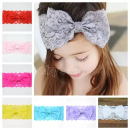 Hårtillbehör Spädbarn Flicka Multi Design Lace Bow Hair Hairband Kids Headwear Baby Headbands Girls Barrettes Belts