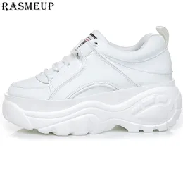 Rasmeup Kvinnor Hög plattform Sneakers Vit Kvinnors Chunky Trainers Brand Fashion Woman Dad Skor Casual Ladies Footwear LJ201201