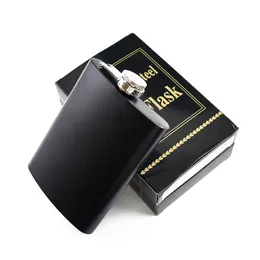 Black 6oz Stainless Steel Hip Flask in Black Packing Box Portable Metal Wine Pot Wholesale WB3314