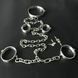 Bondage Stainless Steel Heavy Hand Sleeve Ankle Slave Collar Cuff Chain Shackle #87