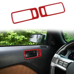 フォードマスタング2009-2013オートインテリアアクセサリーのためのドアスイッチの内側のハンドルフレームの柔らかい赤い炭素繊維