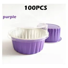 100pcs 5oz 125ml Disposable Cake Baking Cups Muffin Liners Cups With Lids Aluminum Foil Cupcake Baking Cups F jllgLj