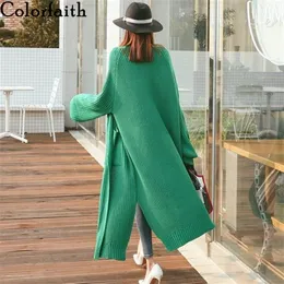 Colorfaith Ny 2020 Höst Vinter Kvinnors Tröjor Koreansk stil Minimalistisk Solid Multi Färger Casual Long Cardigans SW8528 201023