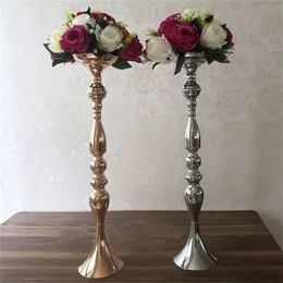 IMUWEN Candle Holders 60 CM/24" Metal Candlestick Flower Vase Table Centerpiece Event Rack Floor Road Lead Wedding Decor 211222