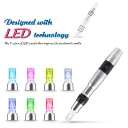 Auto Microneedling Derma Pen LED Photon Derma Stamp Micro ago Dermapen DP17 Rinnovo della pelle con 6 cartucce ad ago Spedizione espressa