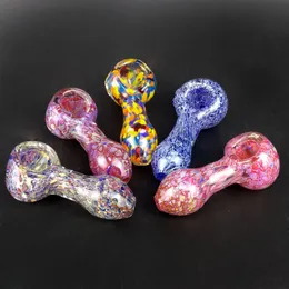 Cool glass spoon pipes Frit hand Pipe mini glass pipe 2.9 inch pink blue Space Moss concentrate Spoon Handpipe