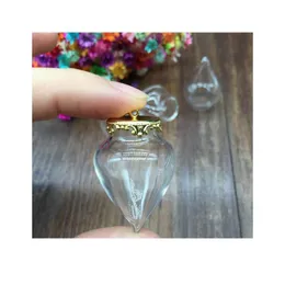 100Sets Clear Woda Kropek Kształt Szklany Globe Instalacje biżuterii Charm Glass Wish Bottle Fial Cover Naszyjnik z 1 jlldcr
