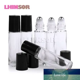 30pcs/lot 10ml Clear Amber Glass Roll on Bottle Essential Oil Vials Doterra Container Travel Refillable Bottles with Roller