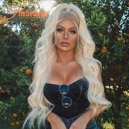 HD Swiss Platinum loira ombre Human Human Wigs Brasil Remy 13x6 Lace Front Wig pré -arrancada cadarços transparentes perucas para mulheres