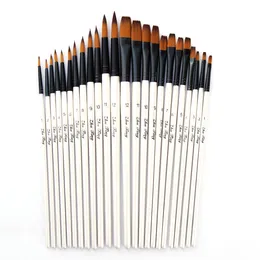 12 Pearl White Rod Pointed Painting Pen Watercolor Pen Brush Set Two-color Nylon Hair Yuanfeng DIY Acrylic Brush