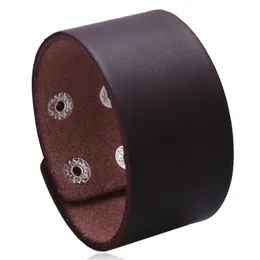 3.8cm Width Handmade Simple Brown Black Color Leather Charm Bracelets Retro Bangles For Men Jewelry Party Club Decor