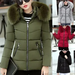 Women's Down & Parkas Fashion Women Winter Warm Hooded Cotton Jacket Solid Long-Sleeved Coat