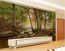 3D Carta da parati personalizzata Bellissimo scenario Sfondi Paesaggio Paesaggio Pittura a olio Foresta Sfondi Stream Stream Tv Sfondo Muro