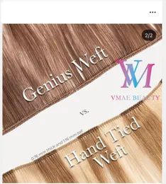 VMAE 100G Duas traço duplo Ultra Thin New Genius Weft seda reta Virgem natural Virgem completa Cutícula cheia alinhada não processada Pu Weft Extensão do cabelo humano