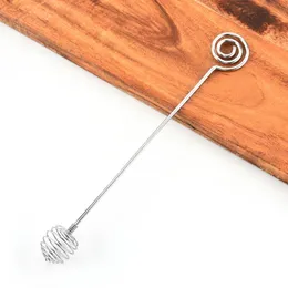 Fashion Hot Stainless Steel Honey Spoon Stick Kitchen Honey Stir Bar Swizzle Stick Egg Beater Whisk Mixing Tool LX3511