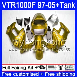 Металлический золотой + танк для Honda Superhawk VTR 1000 F 1000F VTR1000 F Bodys 56HM.165 VTR1000F 97 02 03 04 05 1997 2002 2003 2004 2005 Обсуждение