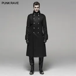 Punk Rave Erkek Punk Askeri Stil Yakışıklı Sıcak Kadife Yüzey Orta Uzunluk Ceket Parti Kulübü Düz Tüp Kış Coat LJ201110