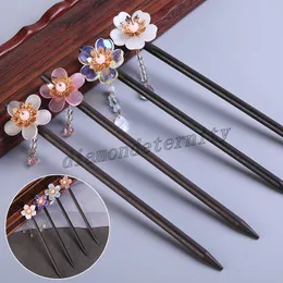 Handgemachte Blume Quaste Haar-Stöcke Haar Essstäbchen Chinesische Braut Holz Haarnadeln Haarspange Hochzeit Haarschmuck für Frauen