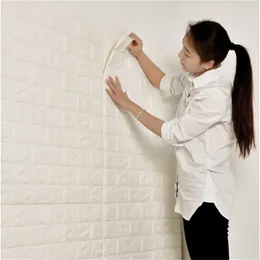 3D 벽 스티커 자체 접착 벽지 거품 방수 벽 아이들을위한 벽지 거실 DIY 배경 장식