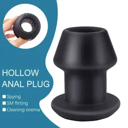 NXY anal Toys Hollow Plug Vaginal Dilatation Kvinnlig manlig rumpa dilator lavemang expansion vuxen sex leksak silikon full tillfredsställelse butik 1206
