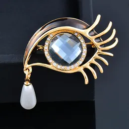 Pins, Brooches KIOOZOL Sexy Blue Black Big Eyes Micro Inlaid Cubic Zirconia Brooch For Women Vintage Jewelry Accessories Gifts 161 KO2