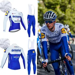 Conjuntos de Racing Team QuickStep Manga Longa Ciclismo Jersey Terno Bib Calças Homens Ropa Ciclismo Quick Seco Bicycling Wear Strech Maillot Roupas Set