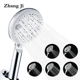 ZhangJi Modern Design 5 Modes Bathroom Shower head Chrome Plate ABS Handheld Switch Watersaving Showerhead Y200109