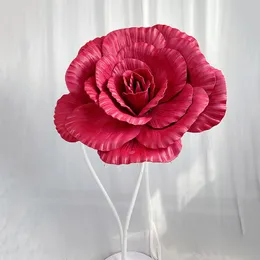 Large PE Rose Artificial Flower Head For Party Decoration Wedding Backdrop Road Lead Shopping Mall Window Display Foam Floral