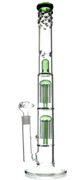 18-Zoll-Glasbong mit drei Schichten, Massenkammfilter, Bohrinseln, Dab-Rig, 14-mm-Verbindung, Rauchen von Wasserpfeifen, Turbinen-Perkolator-Oberseite, offene Glasbongs
