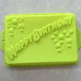 Big Rectangle Happy Birthday Silicone Cake Mold Bakeware Form For Cake Bakery Kitchen Accessories Bake Tools 34*23*4.5cm E066 T200703