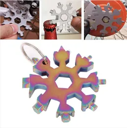 18 in 1 Snowflake Spanner Keyring Hex Multifunction Outdoor Portable Wrench Key Ring Pocket Opener Survive Hand Tool Accessories LJJP684