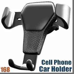 168D Gravity Car Holder For Phone in Car Air Vent Clip Mount Inget magnetiskt mobiltelefon Holder Cell Stand Support för smartphones