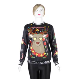 2020 Noel Çirkin Reindeer Dijital Baskı Kazak O-Boyun Sweatshirt Kadınlar Menfunny harfler parti tarzı casualWomen Noel Kostüm