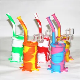 Hookahs Mini Silicon Dab Bongs Tubos de ￡gua Silicone Balrel Plata