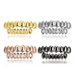 Nieuwe Tanden Grillz Top Bottom 18K Goud Zilverachtige Kleur Grills Tandheelkundige Mond Hip Hop Mode-sieraden Rapper Sieraden 6 Stijlen Xcvcu6317056