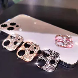 Luxury Diamond Camera Lens Fullt täckt skärmskydd härdat glas för iPhone 15 14 13 12 11 Pro Max