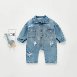 Pagliaccetto per bambini in denim con foro INS pagliaccetti per ragazzi a maniche lunghe pagliaccetti per neonati tuta per neonati vestiti per neonati vestiti per bambini vestiti di un pezzo