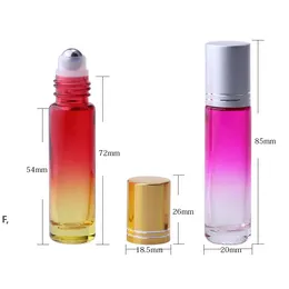 10ml gradient cor roll-on garrafas líquido Óleos Garrafa de óleos com bola de rolos de aço inoxidável e filme de alumínio Cap RRD13061