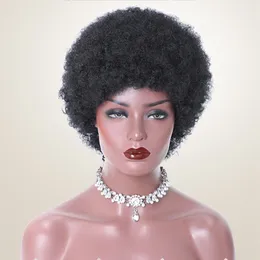 DHL Shipping Synthetic Afro Kinky Curly Black Short Bobo Wig Simulation Human Hair Wigs Perruques de cheveux humains Pelucas JS5881