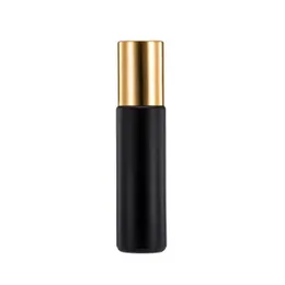 Bottiglie di profumo di olio essenziale di fragranze di bottiglie di vetro nero opaco da 10 ml con sfera in metallo personalizzabile