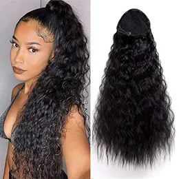 Long Water Wave Kinky Curly Ponytail Ludzki Włosy Sznurek Ponytail z Clip Ins Extension Afro Buffy Brazylijski Kędzierzawy Hair Extension 160g