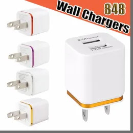 848D högkvalitativ väggladdare 5V 2.1 1A US Plug usb laddare adapter Universal nätadapter för Samsung Galaxy HTC Smart Phone