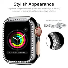 حالات واقية من الماس غطاء ل أبل ووتش 6 5 4 40 ملليمتر 41 ملليمتر 44 ملليمتر الوفير القضية ل iwatch سلسلة se 7 38 ملليمتر 42 ملليمتر 45mm الزجاج المقسى الأغطية