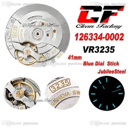 Clean CF 41 126334-0002 VR3235 Automatyczna męska zegarek Zegarek Flean Blue Blue Dial Sticker 904L stalowa jubilesteel Bransoletka Super Edition Watches 2022 Puretime B2