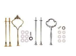 2022 new Fashionable European style 3 Tier Cake Plate Stand Handle Fitting Silver Gold Wedding Party Crown Rod