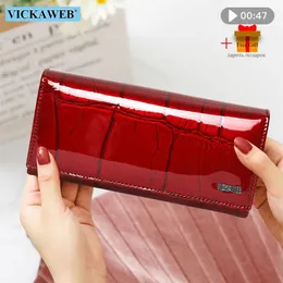 Free Gift Genuine Leather Women Wallet Magnetic Hasp Female Long Purse Ladies Coin Purses Fashion Wallet's Money Walet 220225