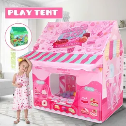 Kids Play House Game Tent Toys Dinosaur Pink Ice Cream Boy Girl Princess Castle Portable Indoor Outdoor Children Play Tent House LJ200923